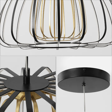 Gigi Modern Glam Metal Adjustable Dimmable Stripe Cage Integrated LED Pendant